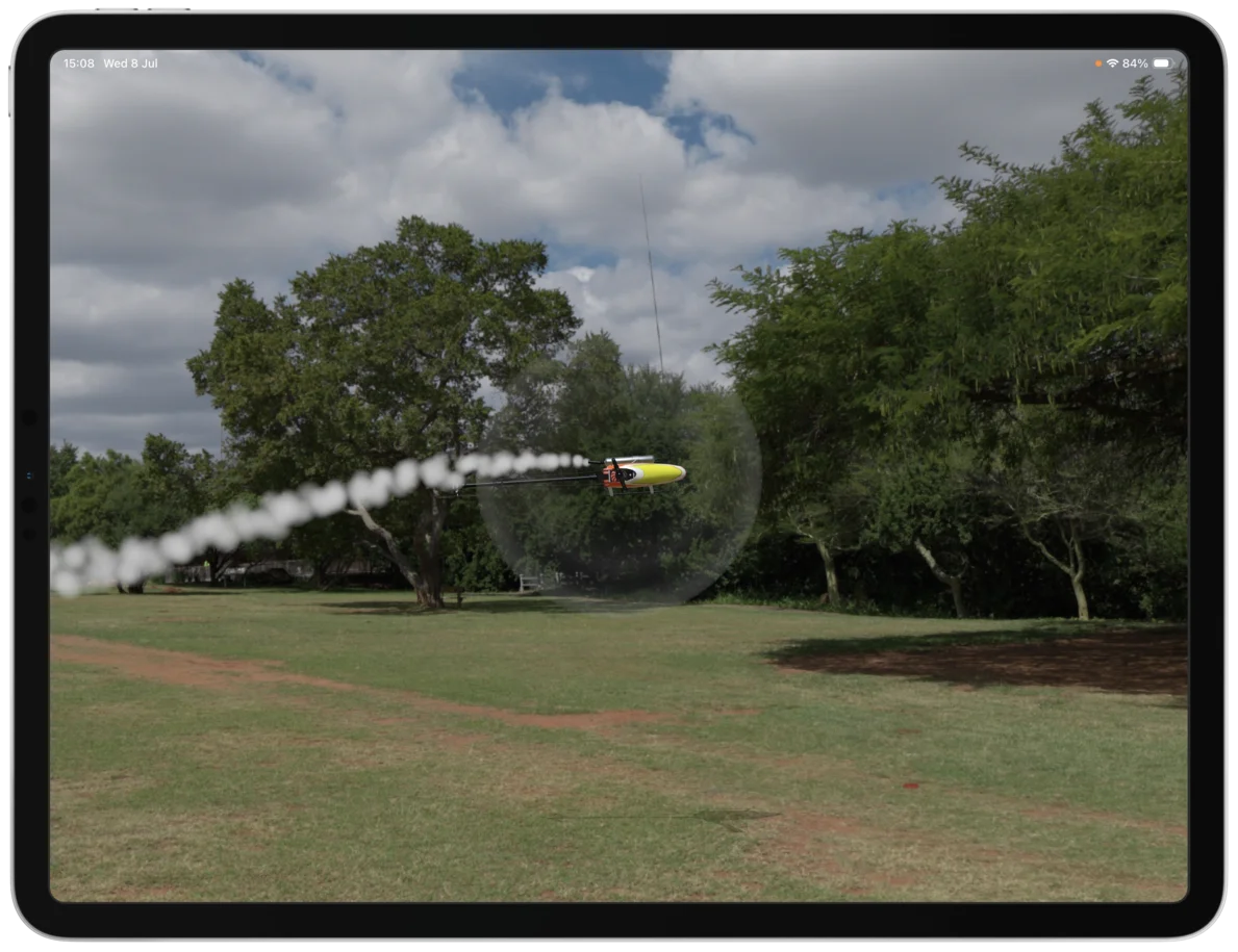 The HeliSense Simulator running full-screen on an iPad